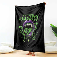Funny Halloween Throw Blanket Everyday Is Halloweed Vampire Weed Cannabis Smoking - Wonder Print Shop