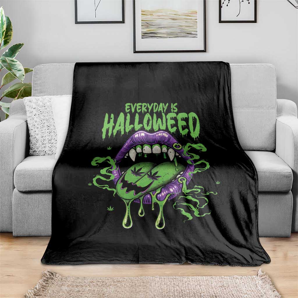 Funny Halloween Throw Blanket Everyday Is Halloweed Vampire Weed Cannabis Smoking - Wonder Print Shop