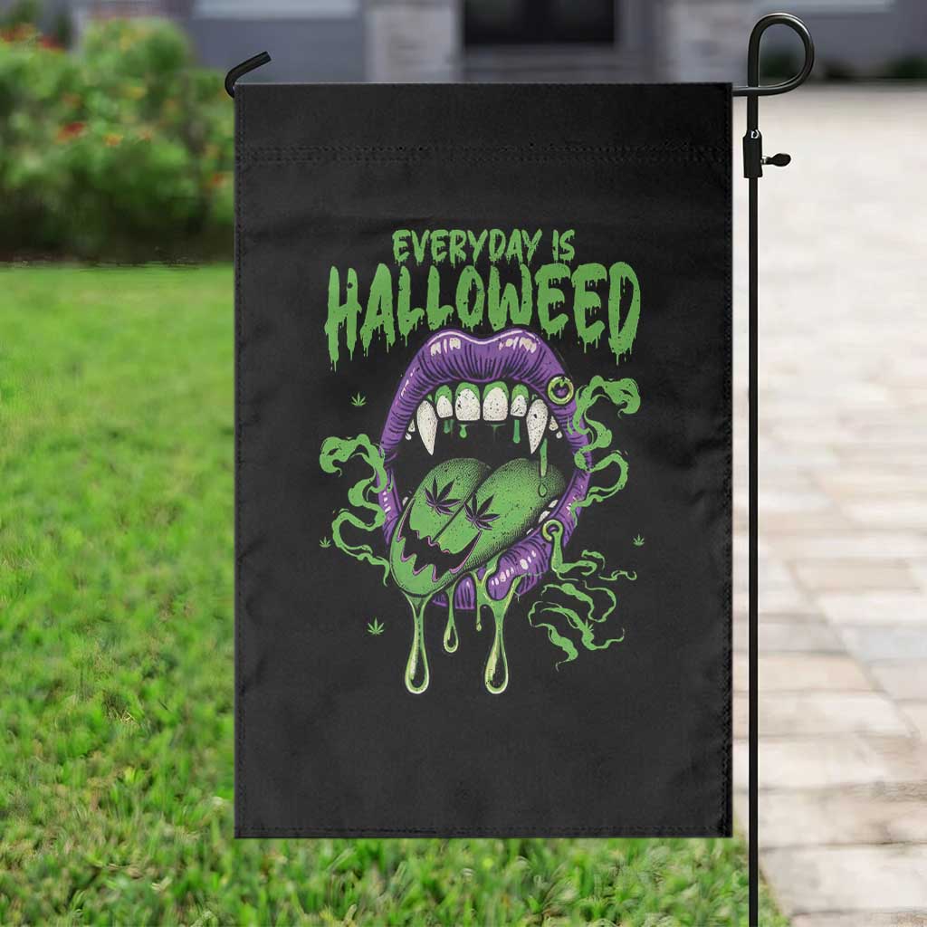 Funny Halloween Garden Flag Everyday Is Halloweed Vampire Weed Cannabis Smoking - Wonder Print Shop