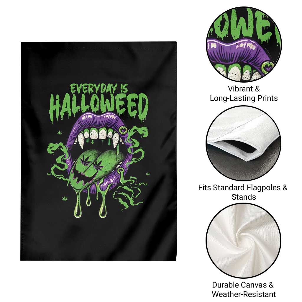Funny Halloween Garden Flag Everyday Is Halloweed Vampire Weed Cannabis Smoking - Wonder Print Shop