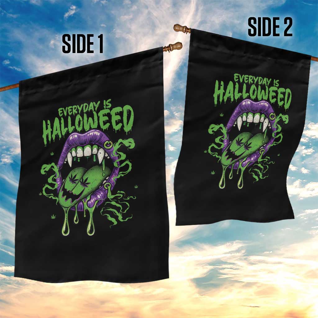 Funny Halloween Garden Flag Everyday Is Halloweed Vampire Weed Cannabis Smoking - Wonder Print Shop