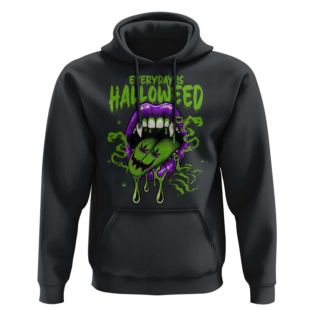 Funny Halloween Hoodie Everyday Is Halloweed Vampire Weed Cannabis Smoking