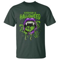 Funny Halloween T Shirt Everyday Is Halloweed Vampire Weed Cannabis Smoking - Wonder Print Shop