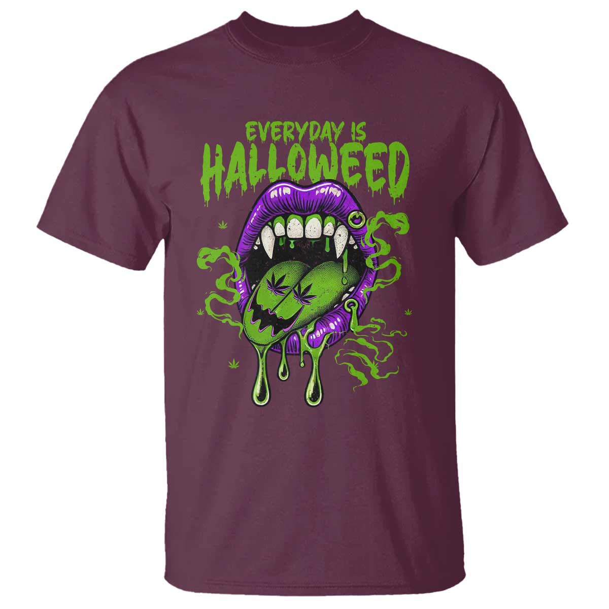 Funny Halloween T Shirt Everyday Is Halloweed Vampire Weed Cannabis Smoking - Wonder Print Shop