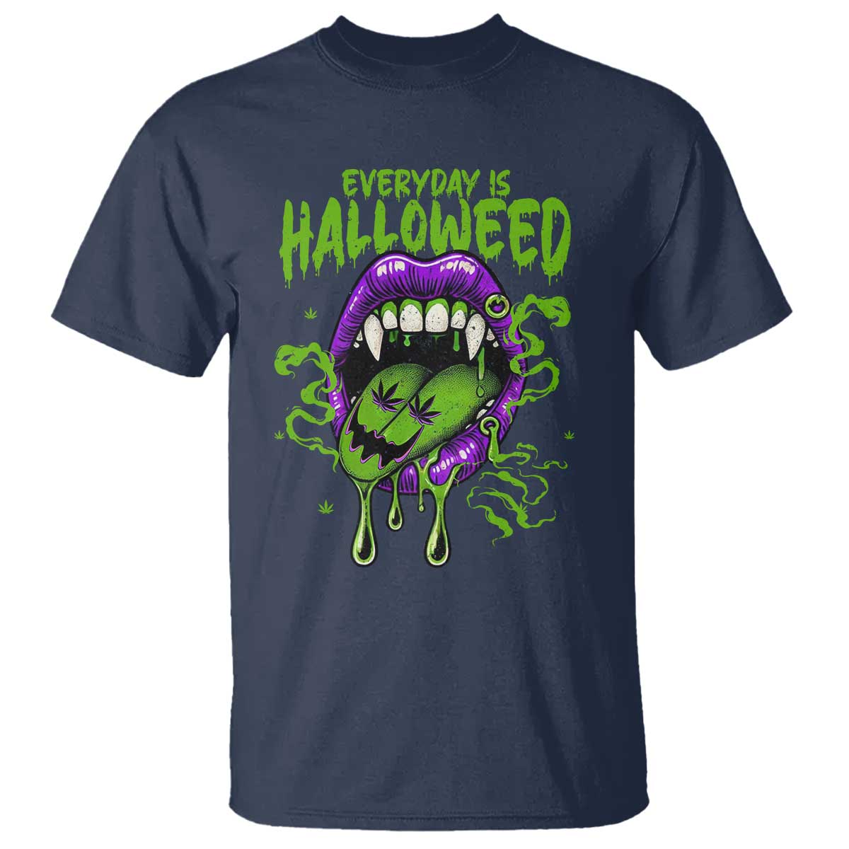 Funny Halloween T Shirt Everyday Is Halloweed Vampire Weed Cannabis Smoking - Wonder Print Shop