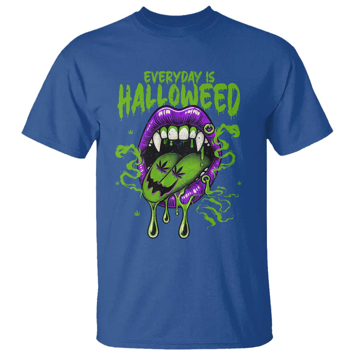 Funny Halloween T Shirt Everyday Is Halloweed Vampire Weed Cannabis Smoking - Wonder Print Shop