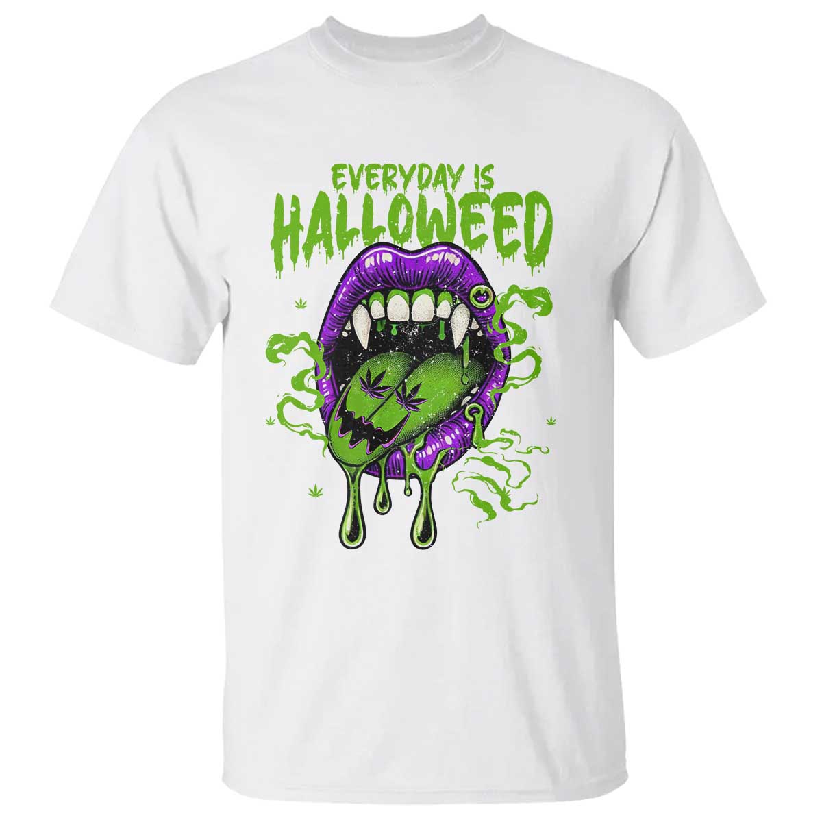 Funny Halloween T Shirt Everyday Is Halloweed Vampire Weed Cannabis Smoking - Wonder Print Shop