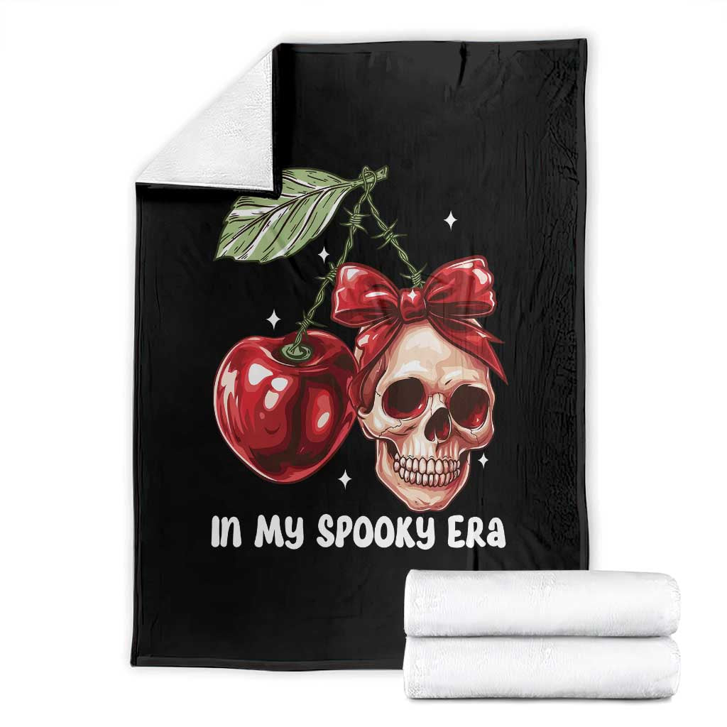 Halloween Coquette Throw Blanket In My Spooky Era Skull Cherry - Wonder Print Shop