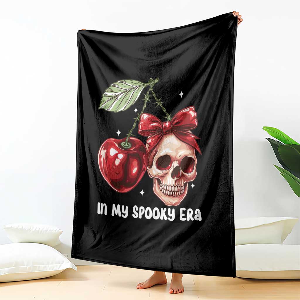 Halloween Coquette Throw Blanket In My Spooky Era Skull Cherry - Wonder Print Shop