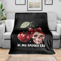 Halloween Coquette Throw Blanket In My Spooky Era Skull Cherry - Wonder Print Shop