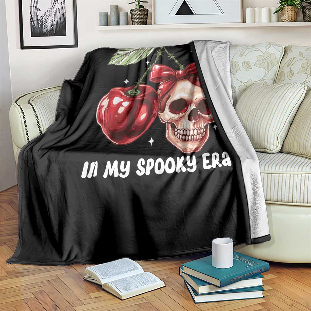 Halloween Coquette Throw Blanket In My Spooky Era Skull Cherry - Wonder Print Shop