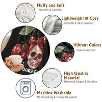 Halloween Coquette Throw Blanket In My Spooky Era Skull Cherry - Wonder Print Shop