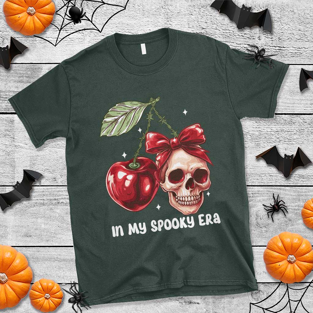 Halloween Coquette T Shirt In My Spooky Era Skull Cherry - Wonder Print Shop