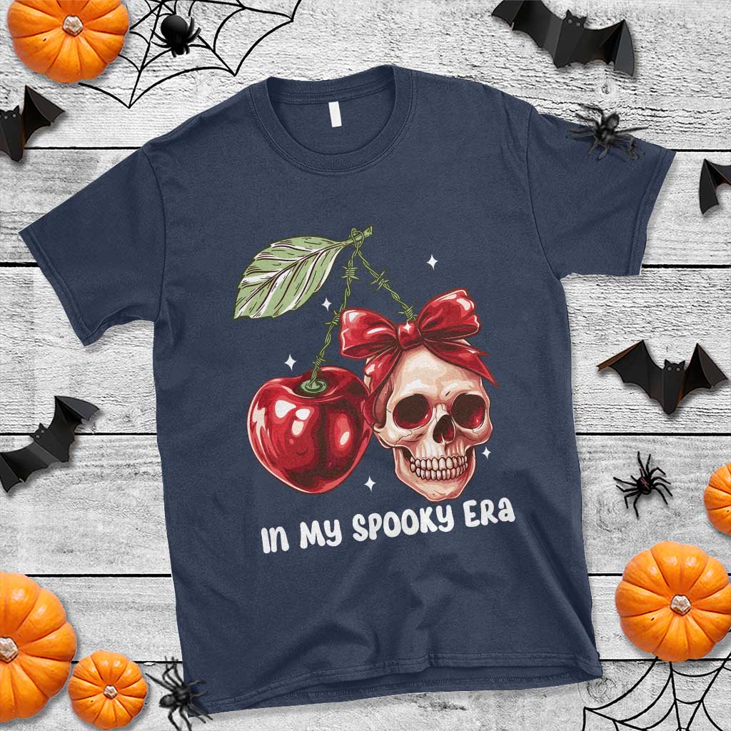 Halloween Coquette T Shirt In My Spooky Era Skull Cherry - Wonder Print Shop