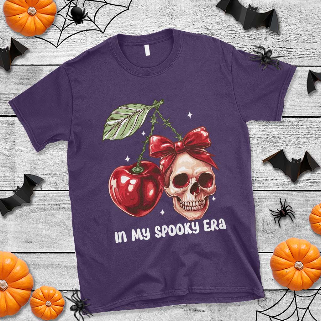 Halloween Coquette T Shirt In My Spooky Era Skull Cherry - Wonder Print Shop