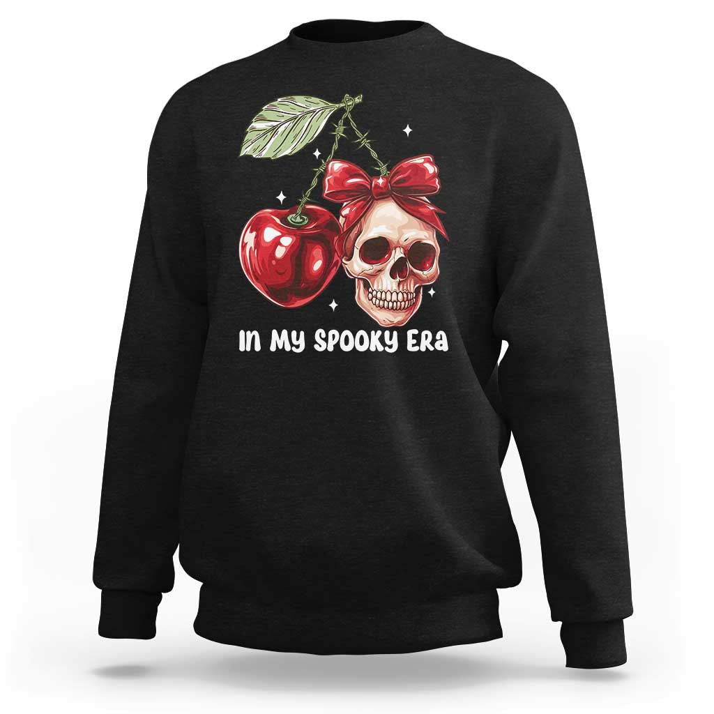 Halloween Coquette Sweatshirt In My Spooky Era Skull Cherry - Wonder Print Shop