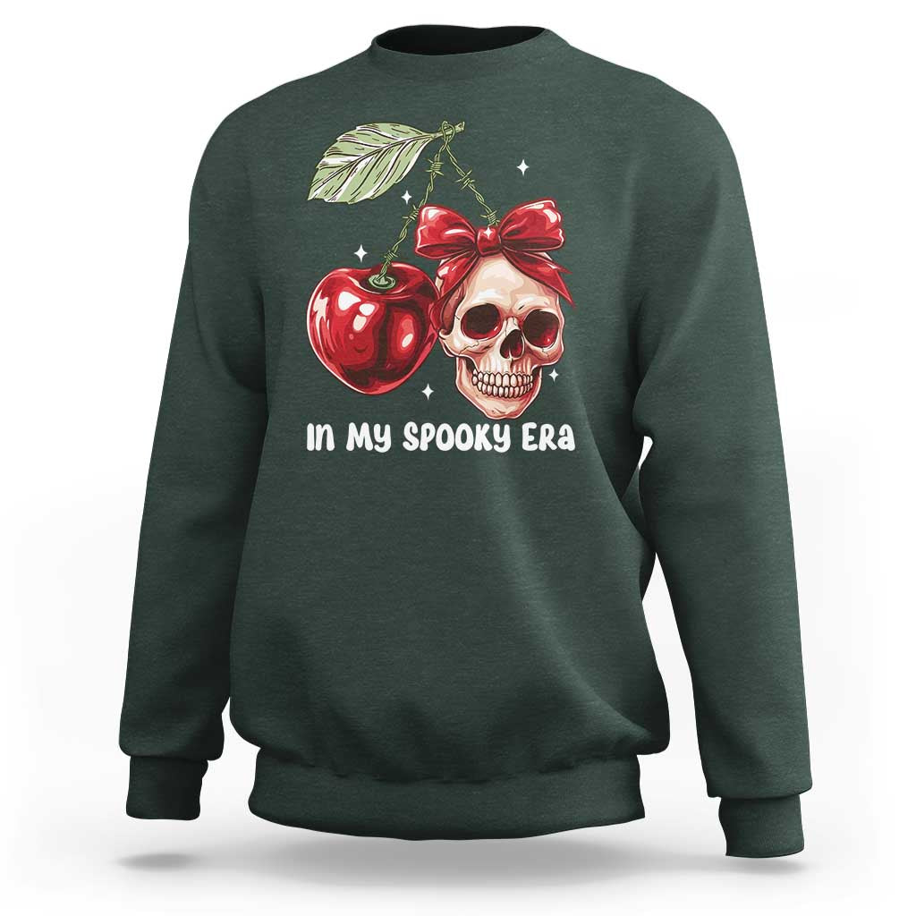 Halloween Coquette Sweatshirt In My Spooky Era Skull Cherry - Wonder Print Shop