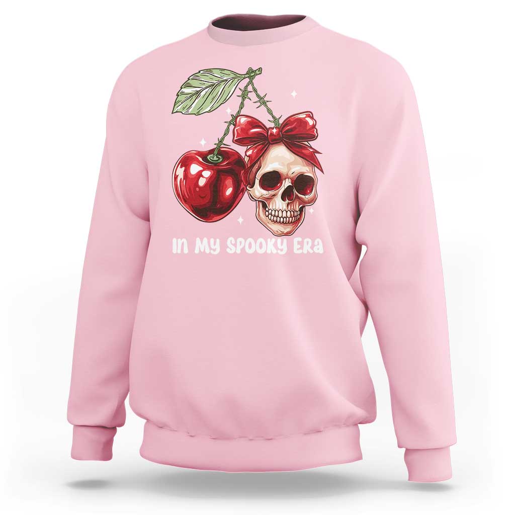 Halloween Coquette Sweatshirt In My Spooky Era Skull Cherry - Wonder Print Shop