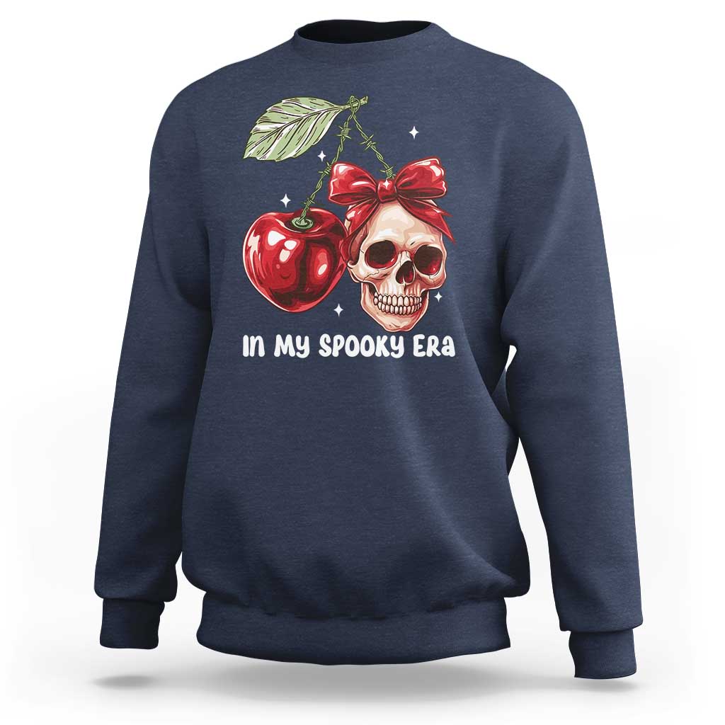 Halloween Coquette Sweatshirt In My Spooky Era Skull Cherry - Wonder Print Shop