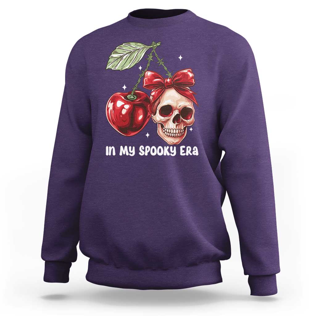 Halloween Coquette Sweatshirt In My Spooky Era Skull Cherry - Wonder Print Shop