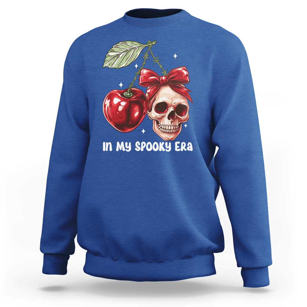Halloween Coquette Sweatshirt In My Spooky Era Skull Cherry - Wonder Print Shop