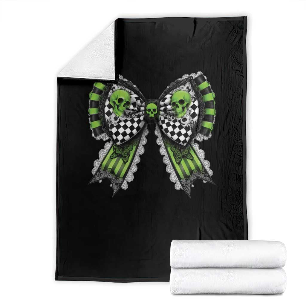 Coquette Halloween Throw Blanket Spooky Bow Skull - Wonder Print Shop