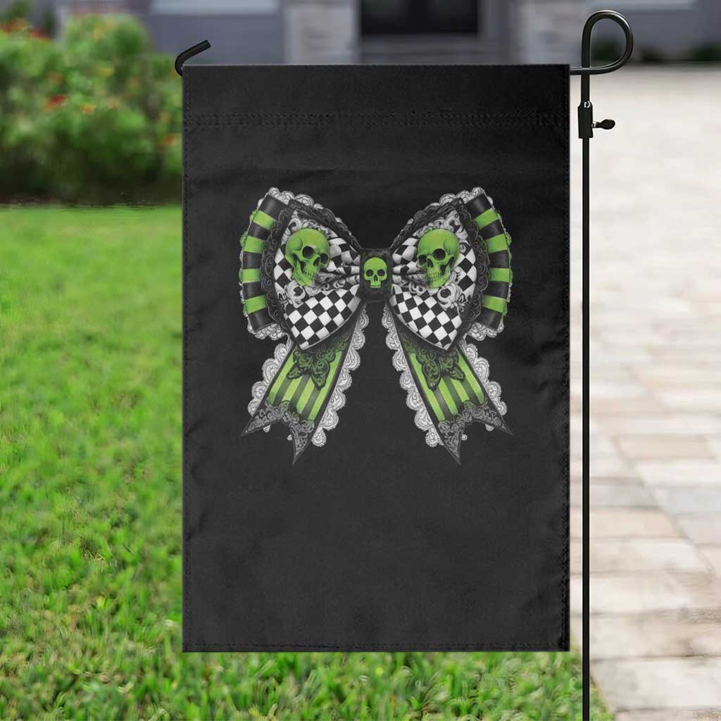 Coquette Halloween Garden Flag Spooky Bow Skull - Wonder Print Shop