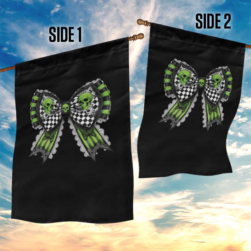 Coquette Halloween Garden Flag Spooky Bow Skull - Wonder Print Shop