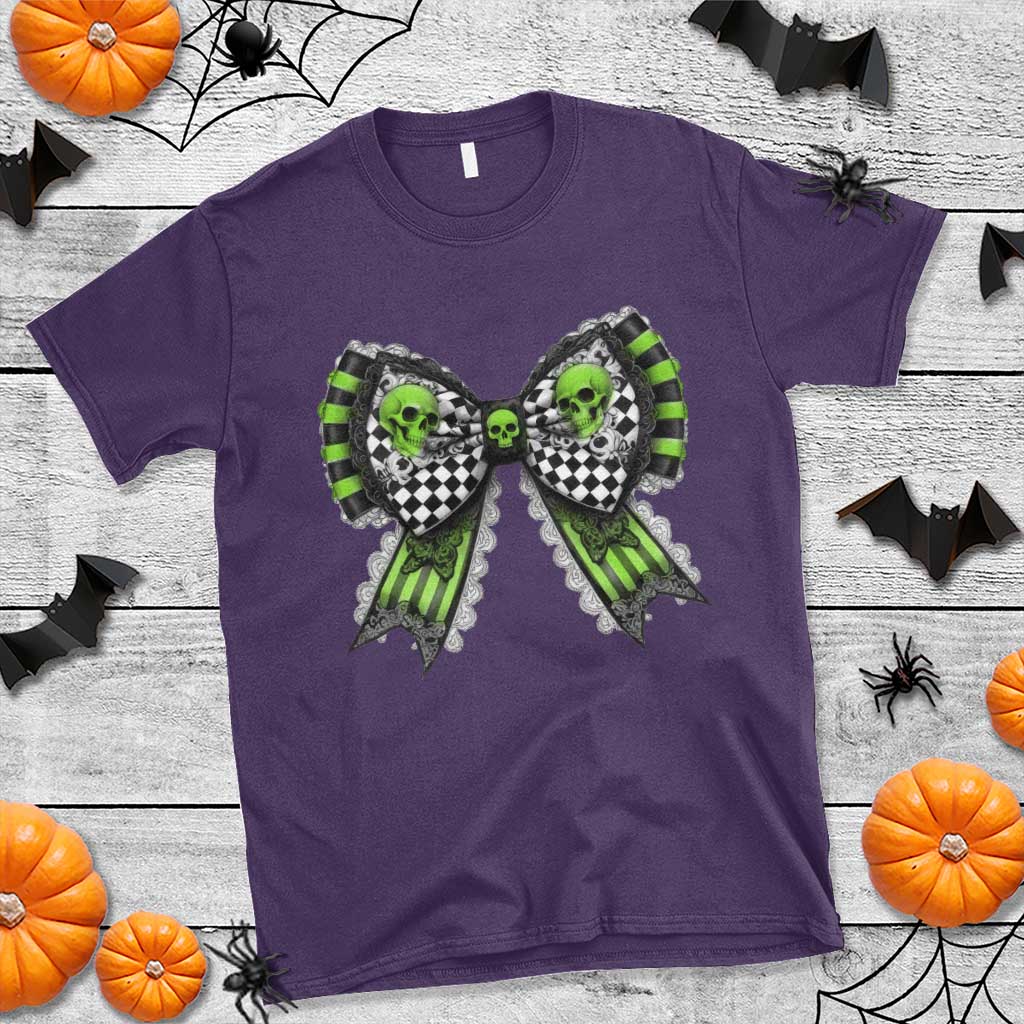 Coquette Halloween T Shirt Spooky Bow Skull - Wonder Print Shop