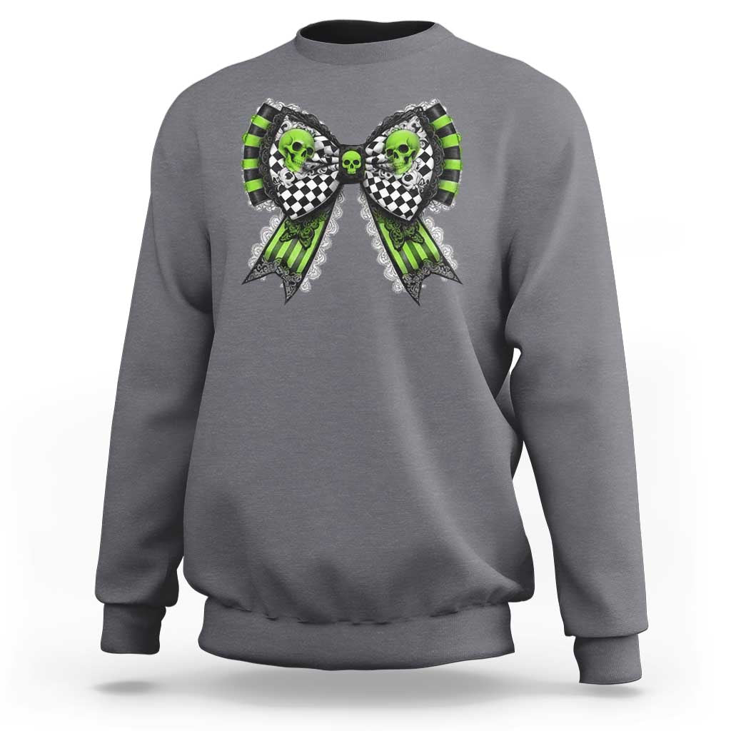 Coquette Halloween Sweatshirt Spooky Bow Skull - Wonder Print Shop