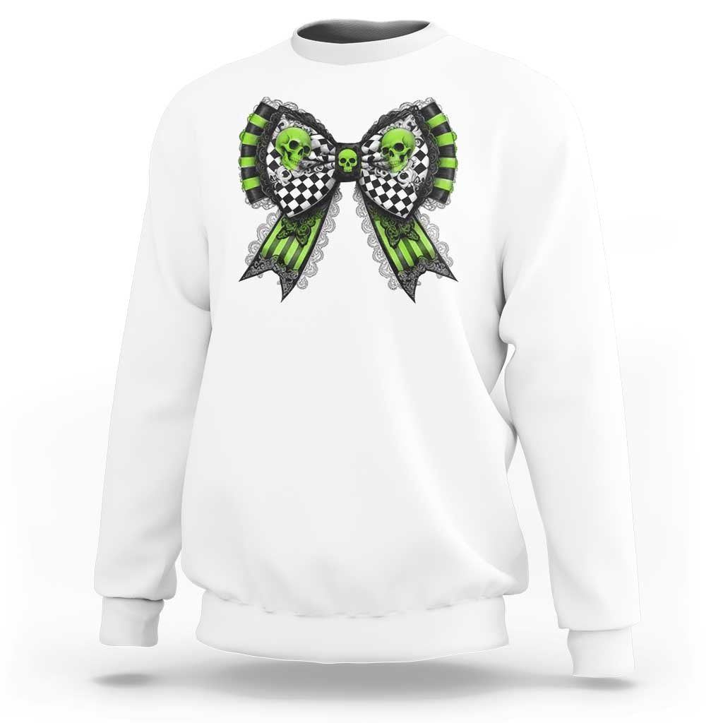Coquette Halloween Sweatshirt Spooky Bow Skull - Wonder Print Shop
