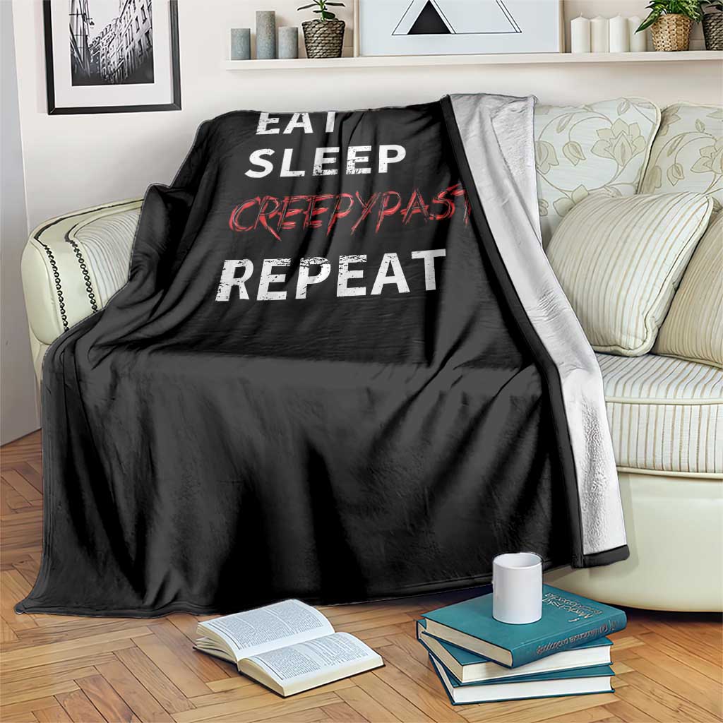 Horror Movie Lover Throw Blanket Eat Sleep Creepypasta Repeat - Wonder Print Shop