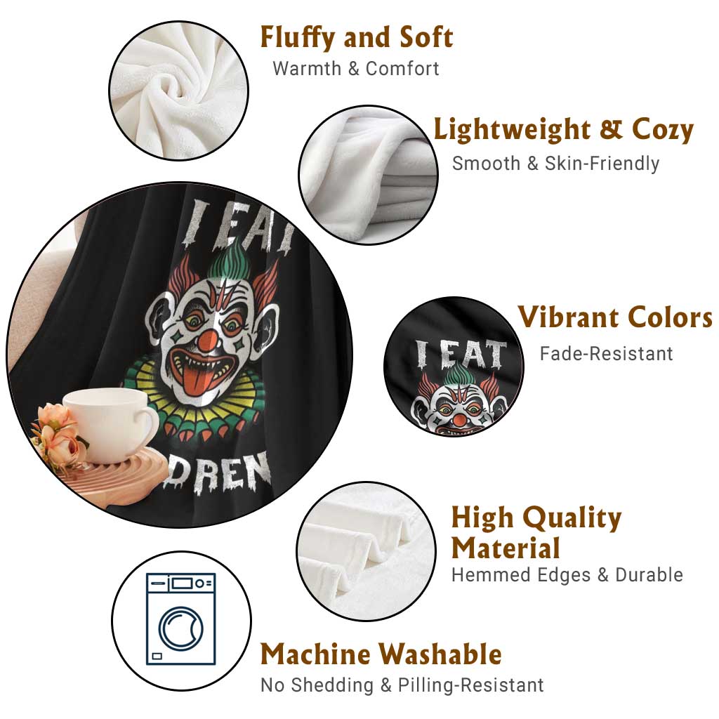 Halloween Clown Throw Blanket I Eat Children Spooky Mask - Wonder Print Shop