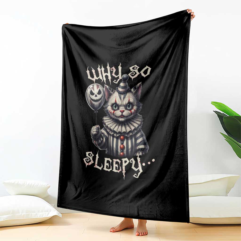 Halloween Cat Clown Throw Blanket Why So Sleepy Creepy - Wonder Print Shop