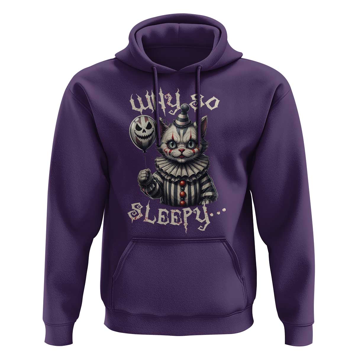 Halloween Cat Clown Hoodie Why So Sleepy Creepy