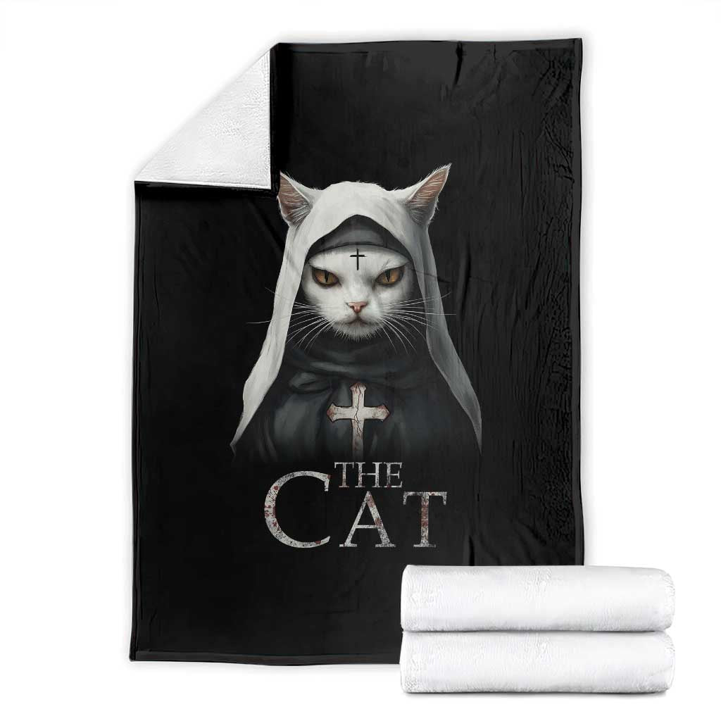Halloween Cat Throw Blanket The Cat Nun Spooky - Wonder Print Shop