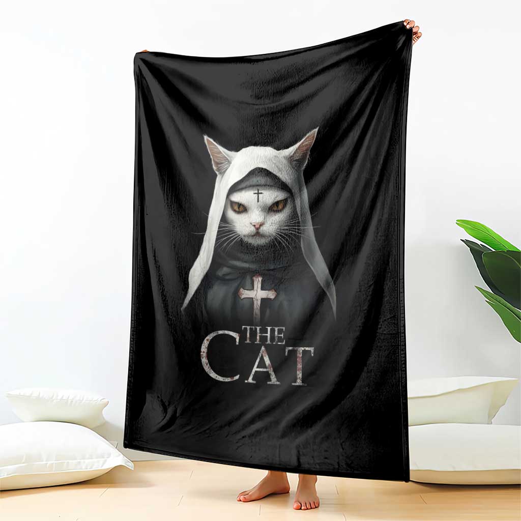 Halloween Cat Throw Blanket The Cat Nun Spooky - Wonder Print Shop