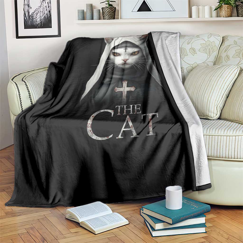 Halloween Cat Throw Blanket The Cat Nun Spooky - Wonder Print Shop