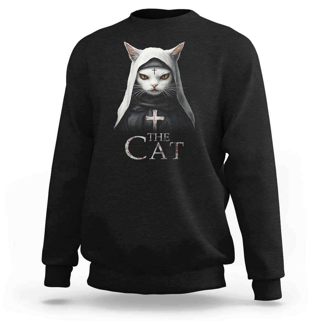 Halloween Cat Sweatshirt The Cat Nun Spooky - Wonder Print Shop