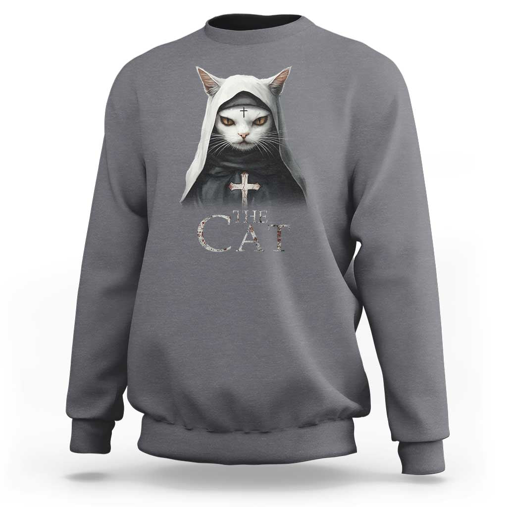 Halloween Cat Sweatshirt The Cat Nun Spooky - Wonder Print Shop