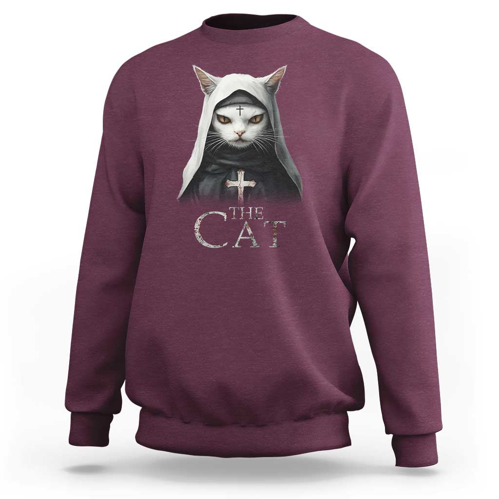 Halloween Cat Sweatshirt The Cat Nun Spooky - Wonder Print Shop