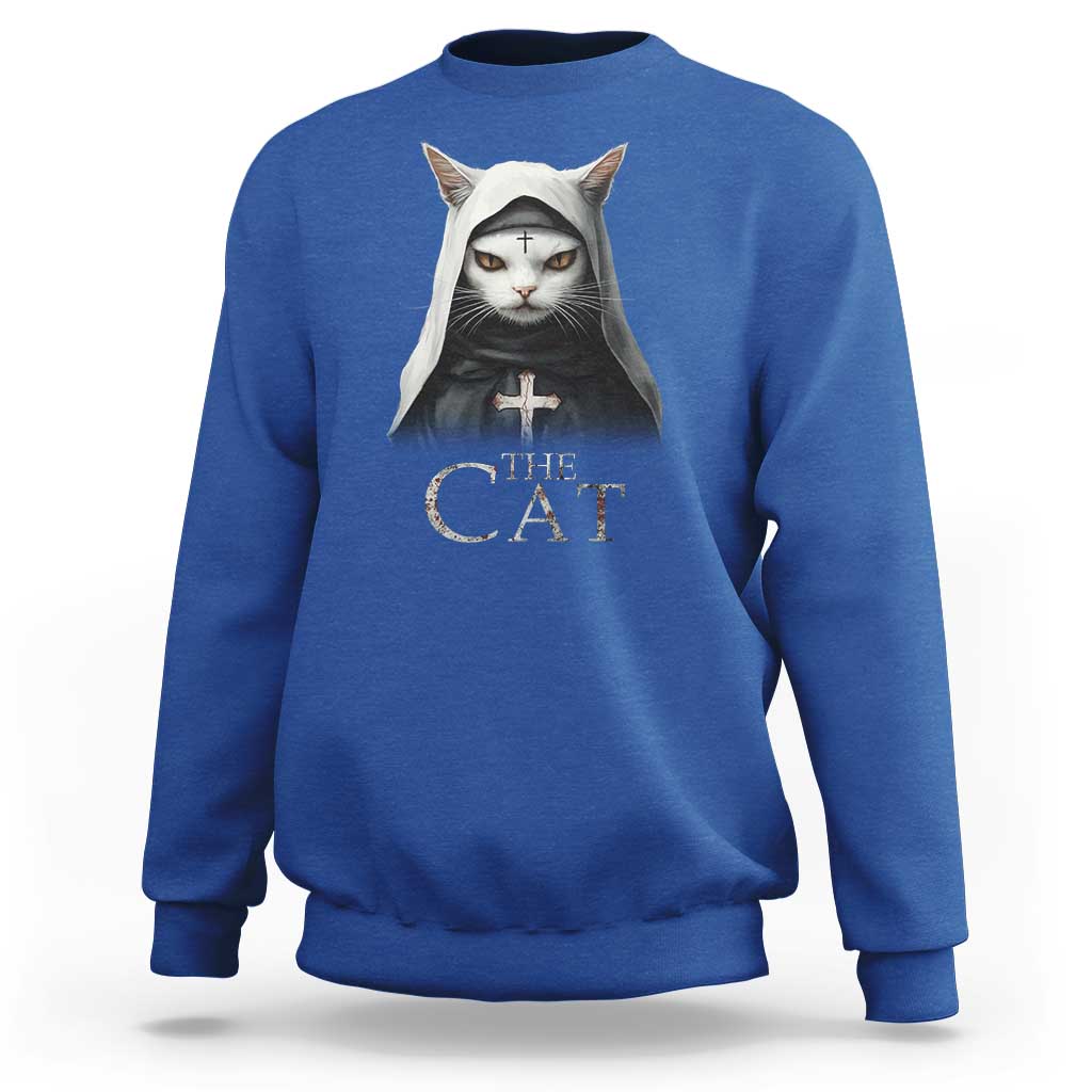 Halloween Cat Sweatshirt The Cat Nun Spooky - Wonder Print Shop