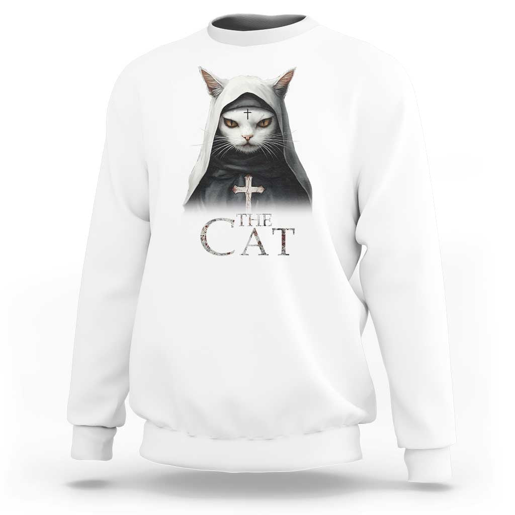 Halloween Cat Sweatshirt The Cat Nun Spooky - Wonder Print Shop