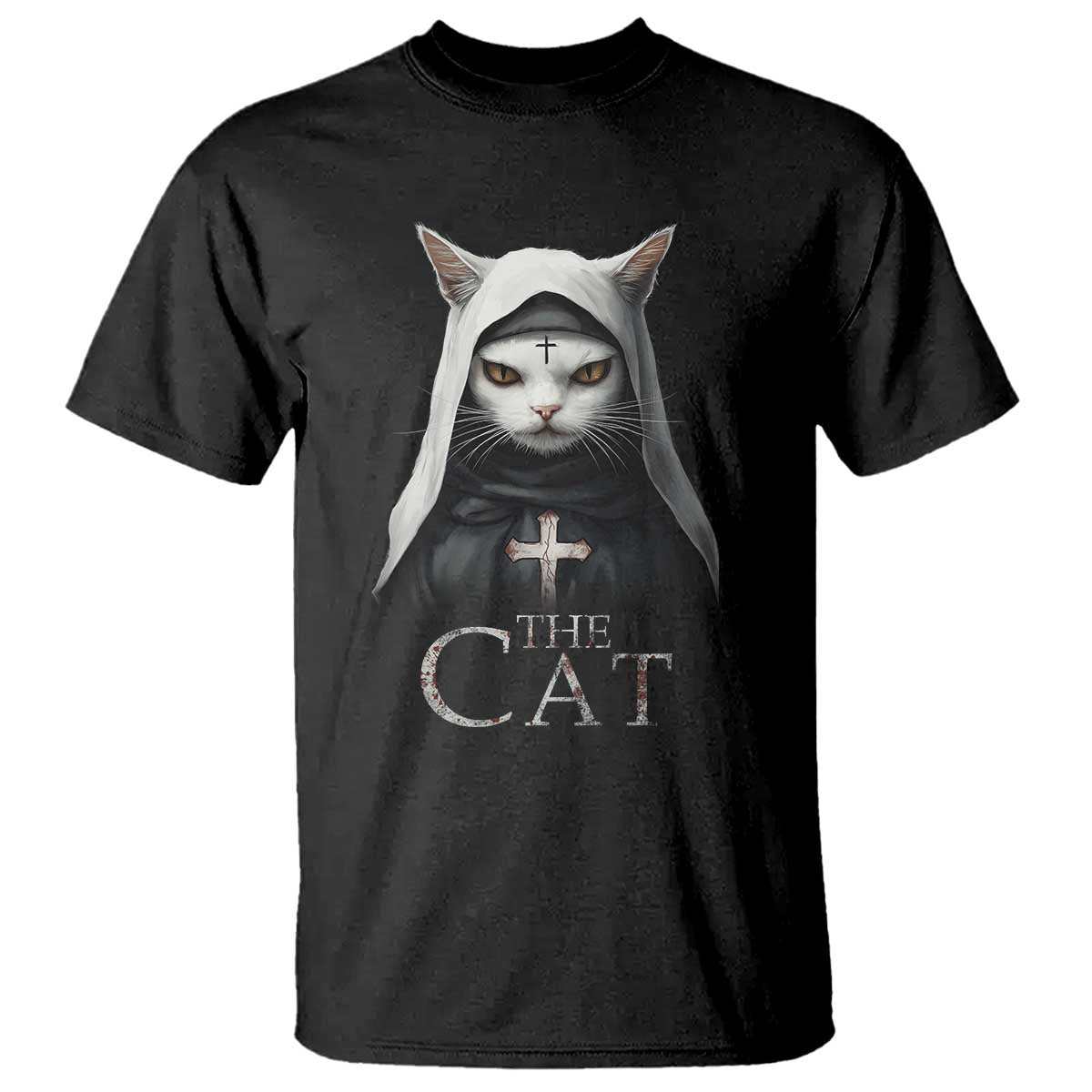 Halloween Cat T Shirt The Cat Nun Spooky - Wonder Print Shop