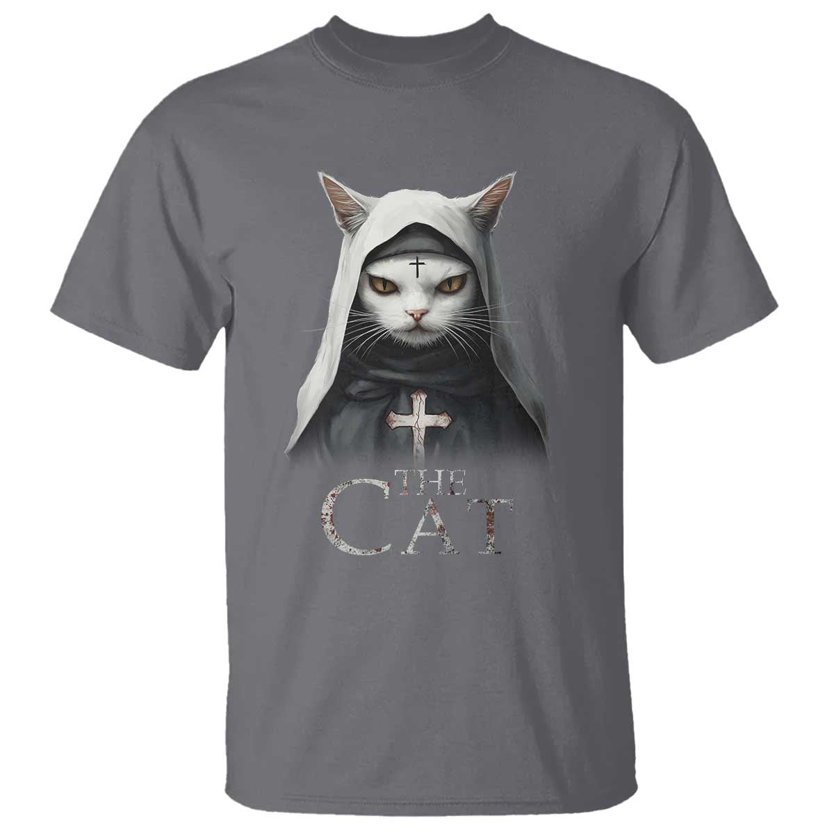 Halloween Cat T Shirt The Cat Nun Spooky - Wonder Print Shop
