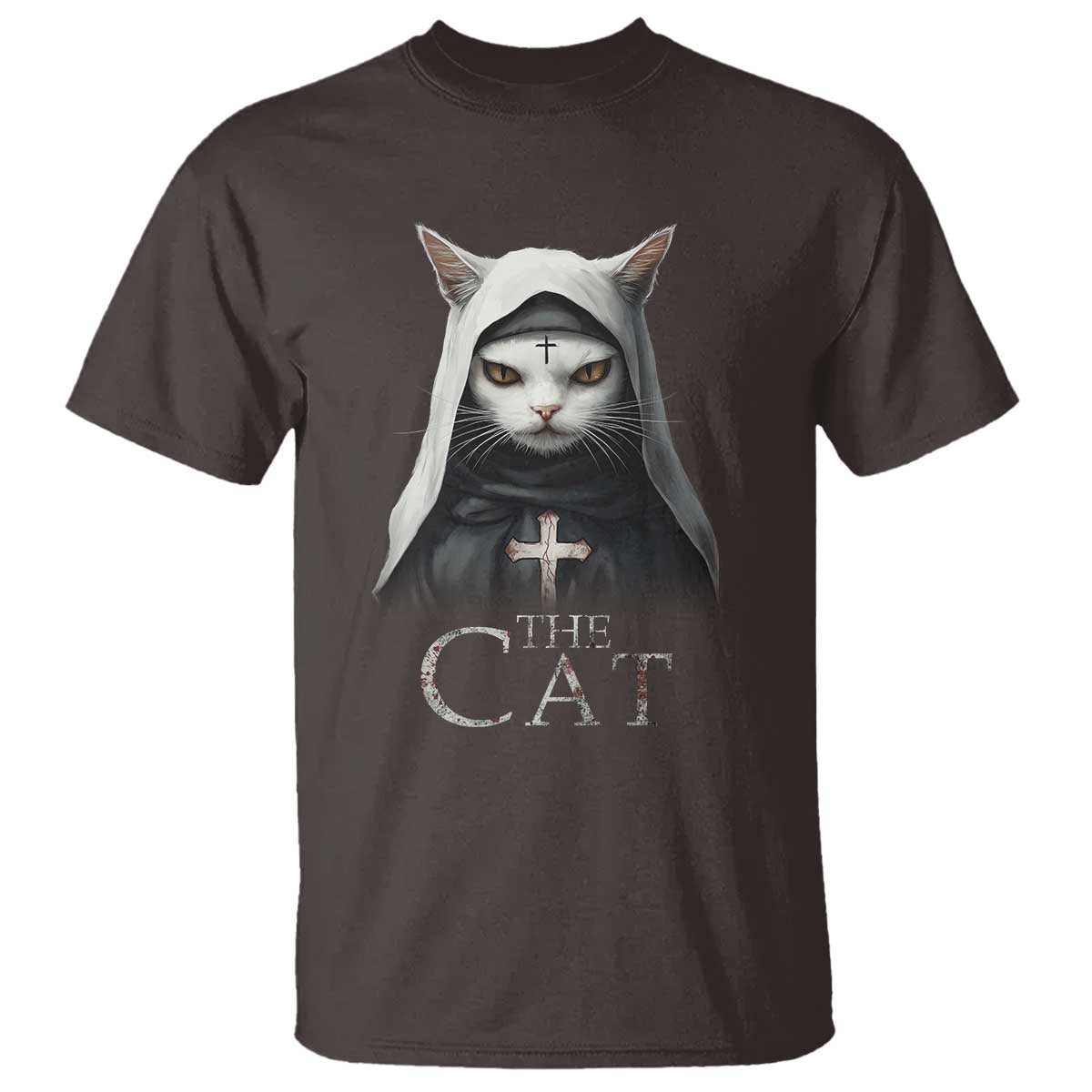 Halloween Cat T Shirt The Cat Nun Spooky - Wonder Print Shop