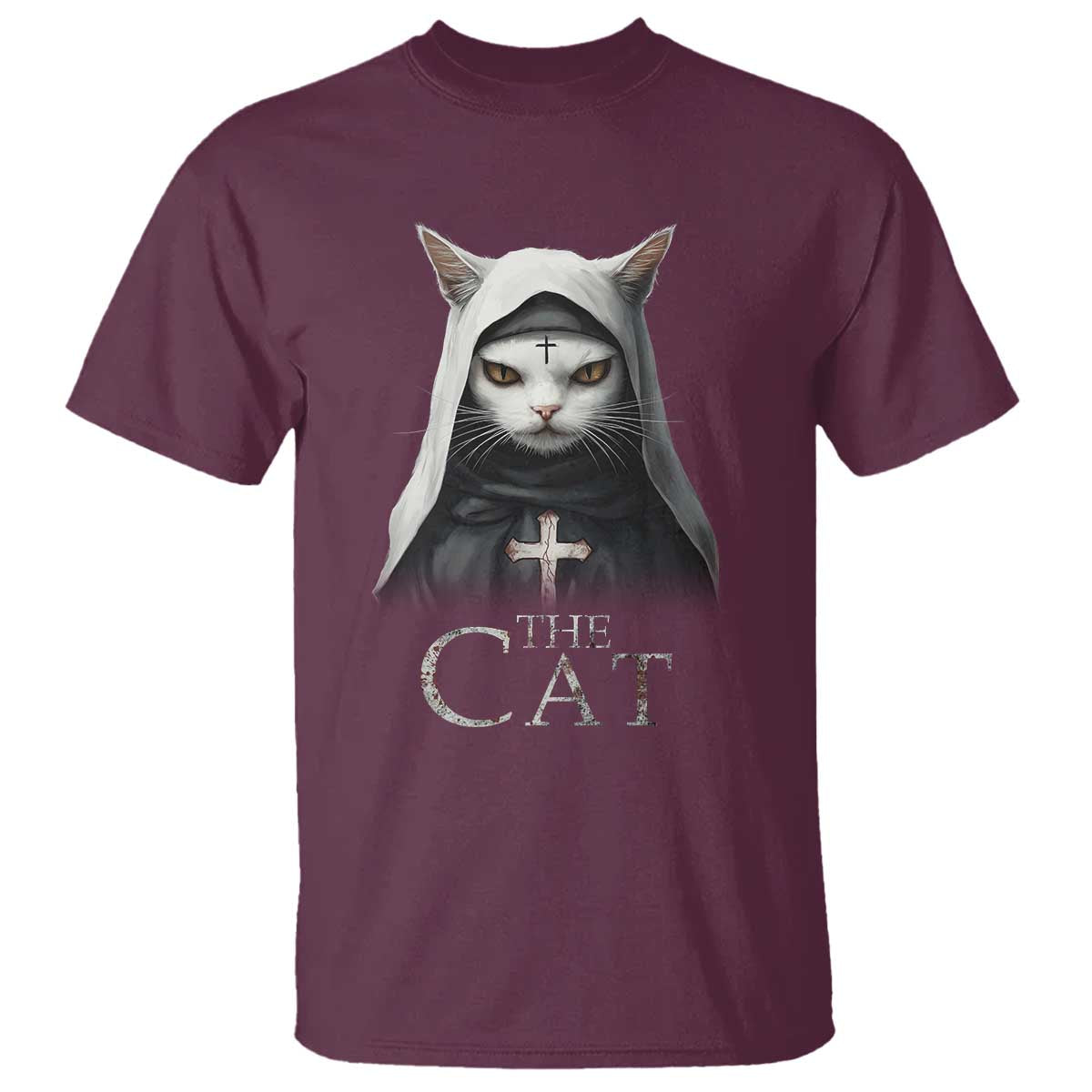 Halloween Cat T Shirt The Cat Nun Spooky - Wonder Print Shop