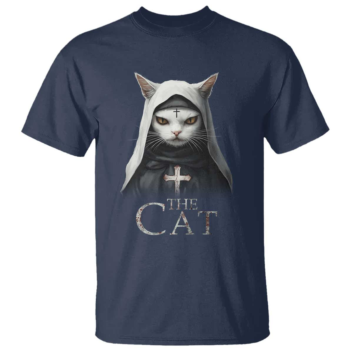 Halloween Cat T Shirt The Cat Nun Spooky - Wonder Print Shop