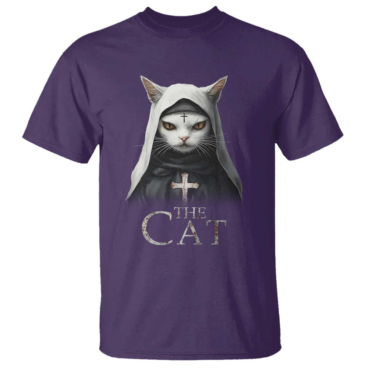 Halloween Cat T Shirt The Cat Nun Spooky - Wonder Print Shop