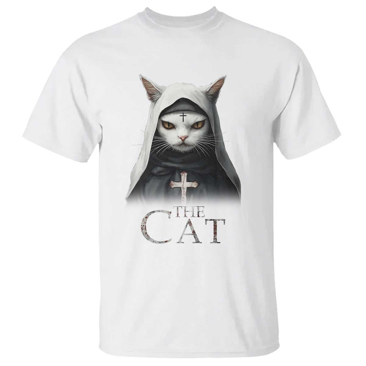 Halloween Cat T Shirt The Cat Nun Spooky - Wonder Print Shop